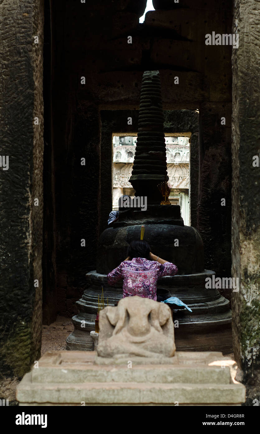 Shiva Lingam, Preah Khan, Angkor Gebiet Stockfoto