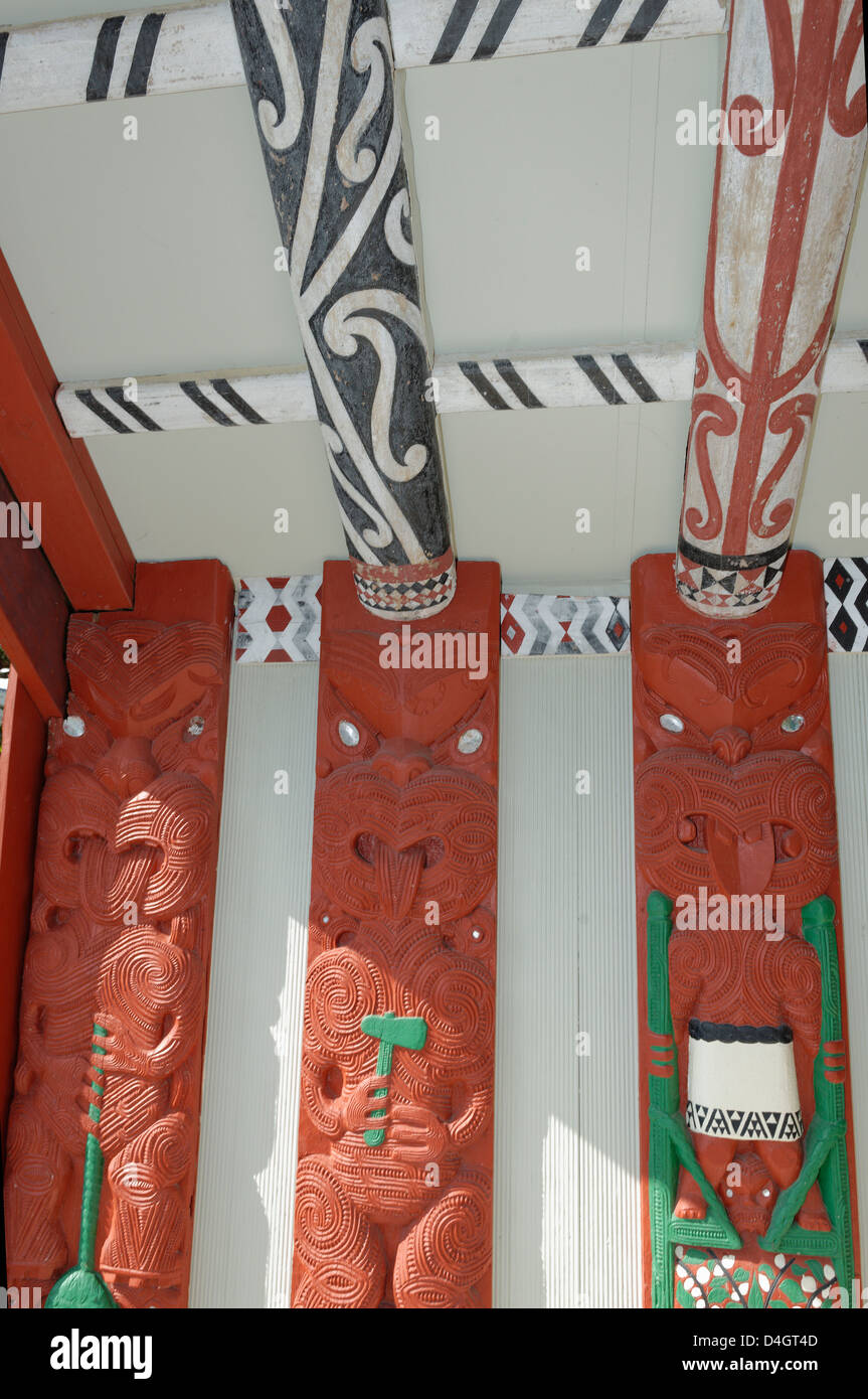 Haus innen, Te Puia, Rotorua, Nordinsel, Neuseeland Stockfoto