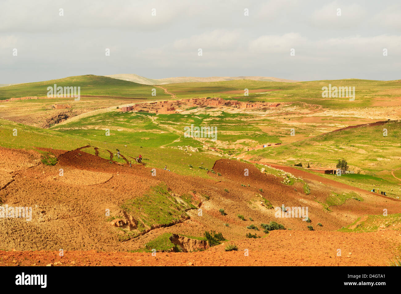 Traditionelle Berber Land in der Nähe von Ait Khaled, hoher Atlas, Marokko, Nordafrika Stockfoto