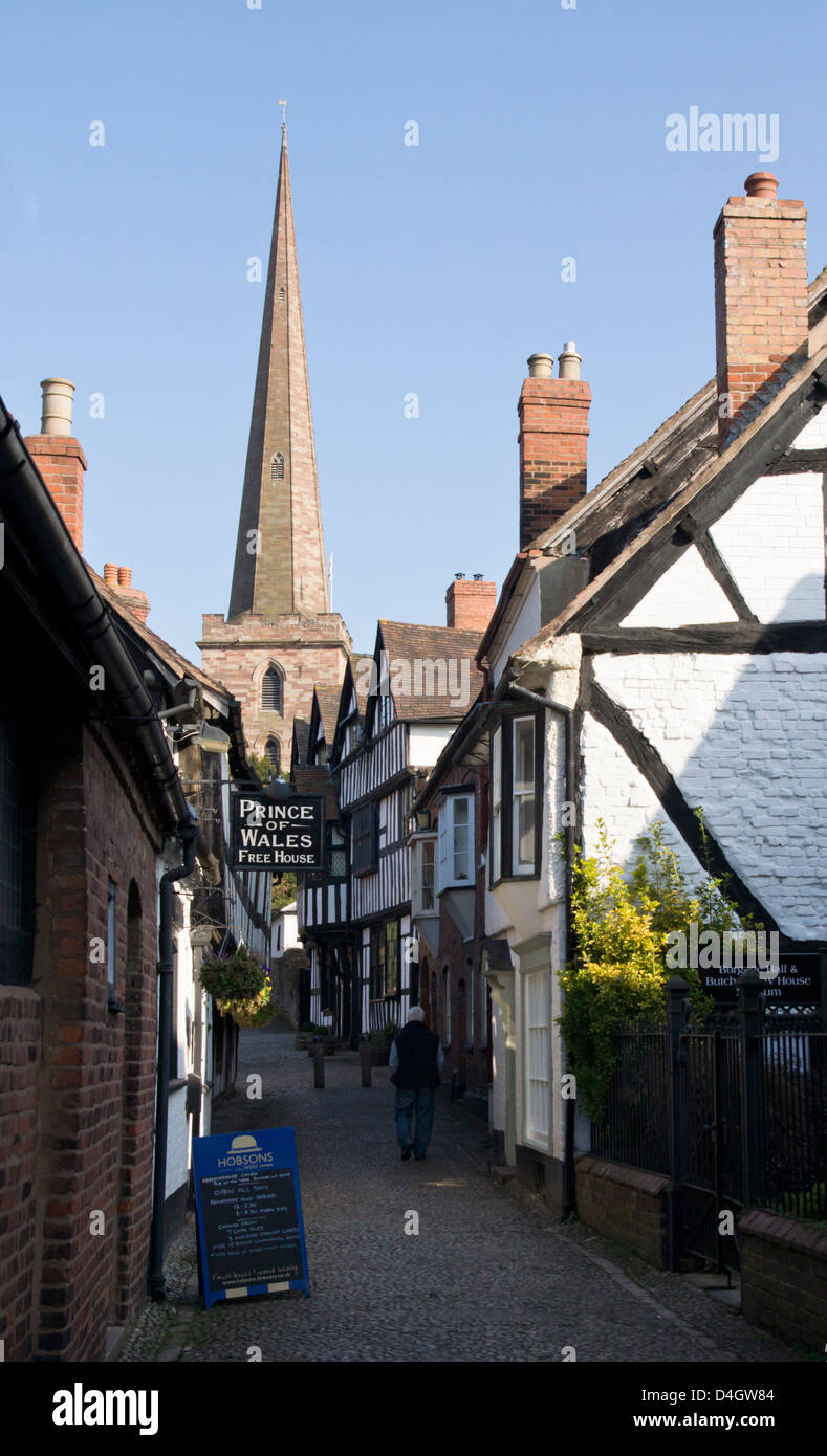 Ledbury, einer Stadt in Herefordshire, England. Church Lane. Stockfoto