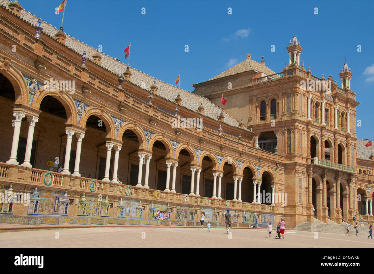 Spanischen Pavillon, Plaza de Espana, Sevilla, Andalusien, Spanien Stockfoto