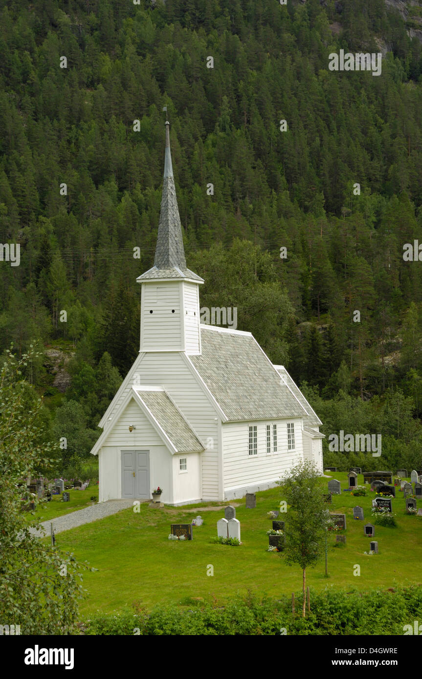 Jostedal Kirche, Sogn Og Fjordane, Norwegen, Skandinavien Stockfoto