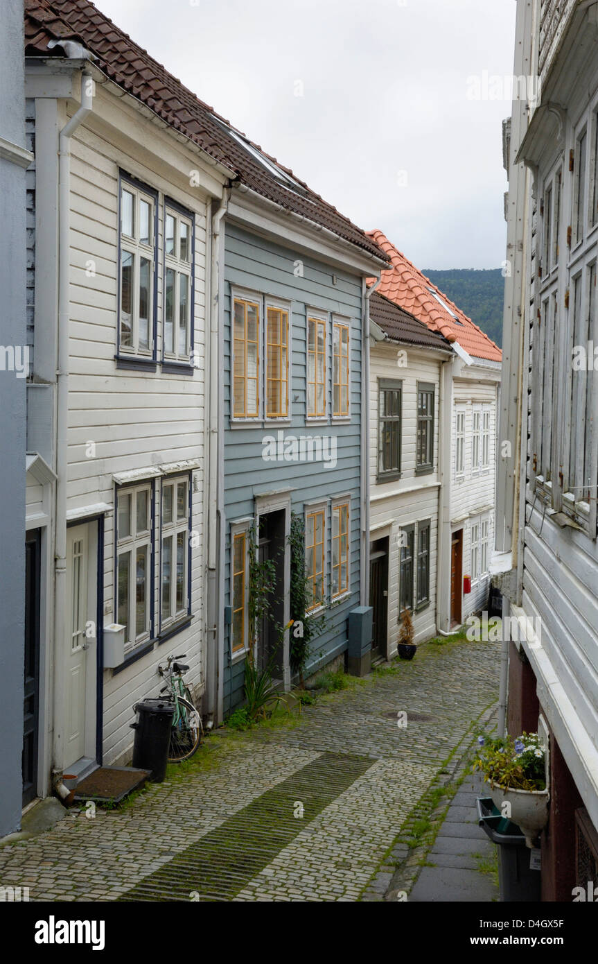 Holzhäuser, Knosesmauet, Bergen, Hordaland, Norwegen, Skandinavien Stockfoto