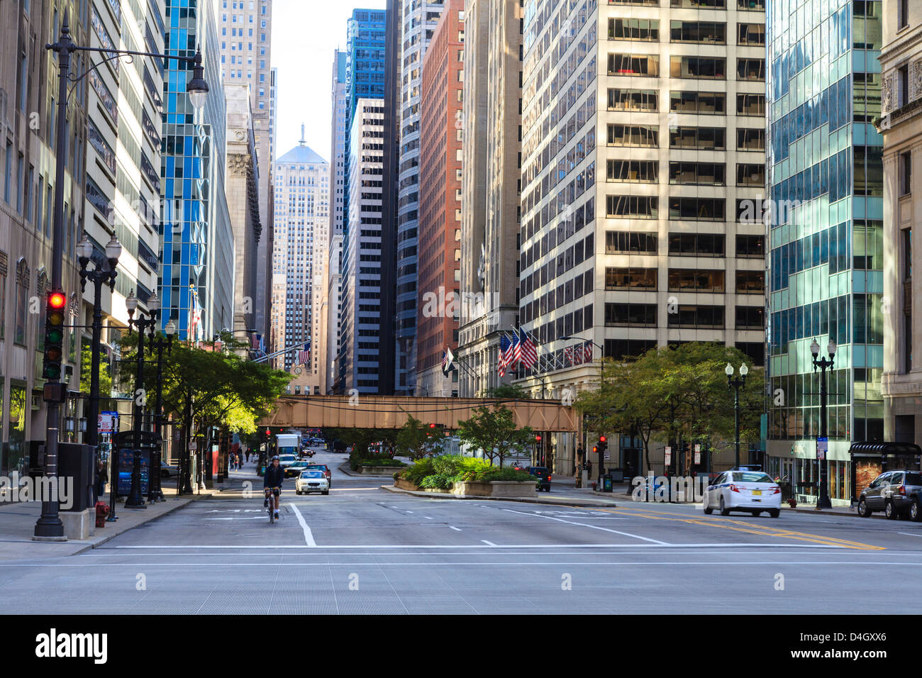 Die Innenstadt von Straßenszene, North Clark Street, The Loop, Chicago, Illinois, USA Stockfoto