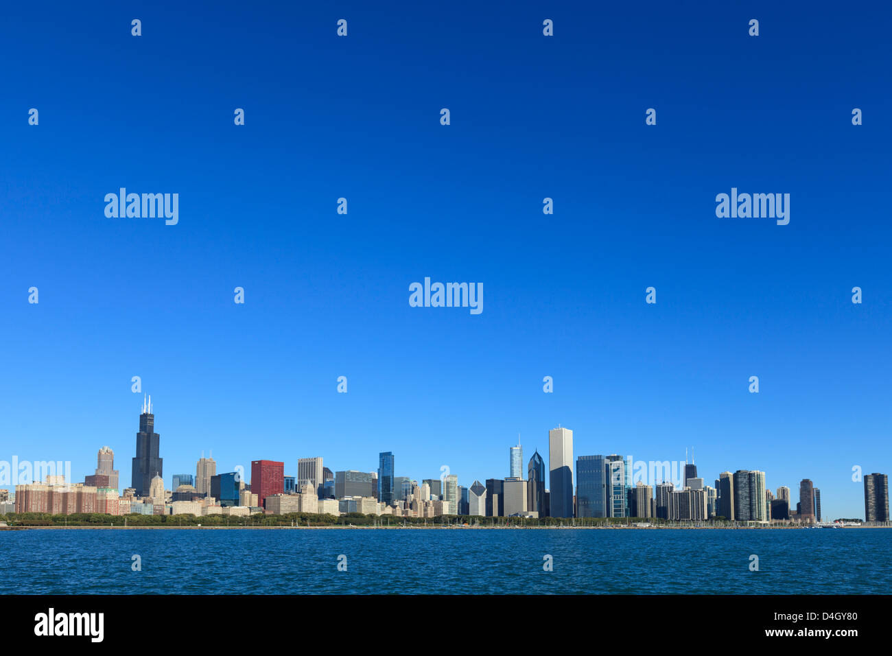 Skyline vom Lake Michigan und Chicago, Illinois, USA Stockfoto