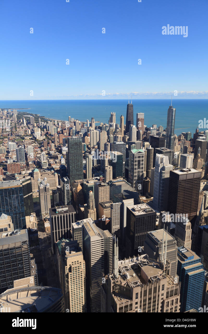 Chicago Stadtbild, Blick nach Norden vom Willis Tower, Chicago, Illinois, USA Stockfoto