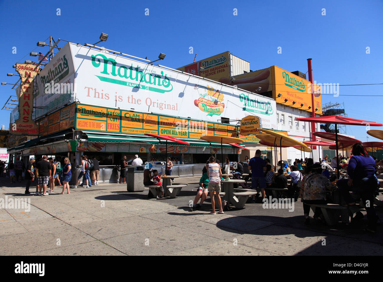 Nathans berühmt Hotdogs, Coney Island, Brooklyn, New York City, USA Stockfoto
