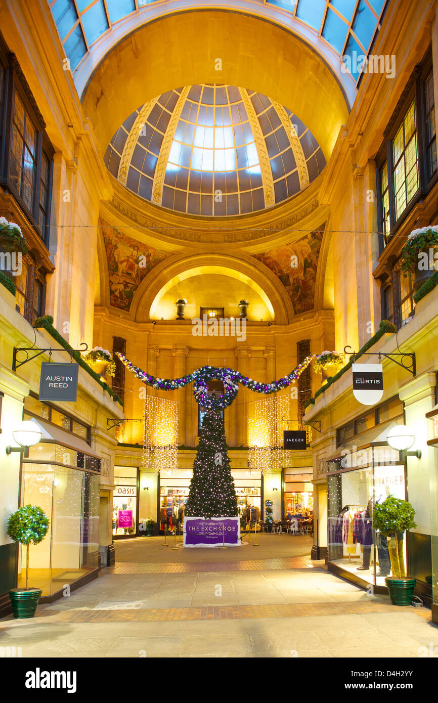 Der Exchange-Innenraum an Weihnachten, Nottingham, Nottinghamshire, England, UK Stockfoto