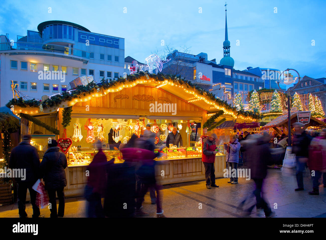 Weihnachtsmarkt stand, Dortmund, Nordrhein-Westfalen, Deutschland Stockfoto