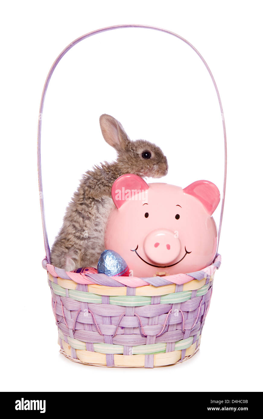 Geld zu sparen auf Ostern Eiern Studio Ausschnitt Stockfoto