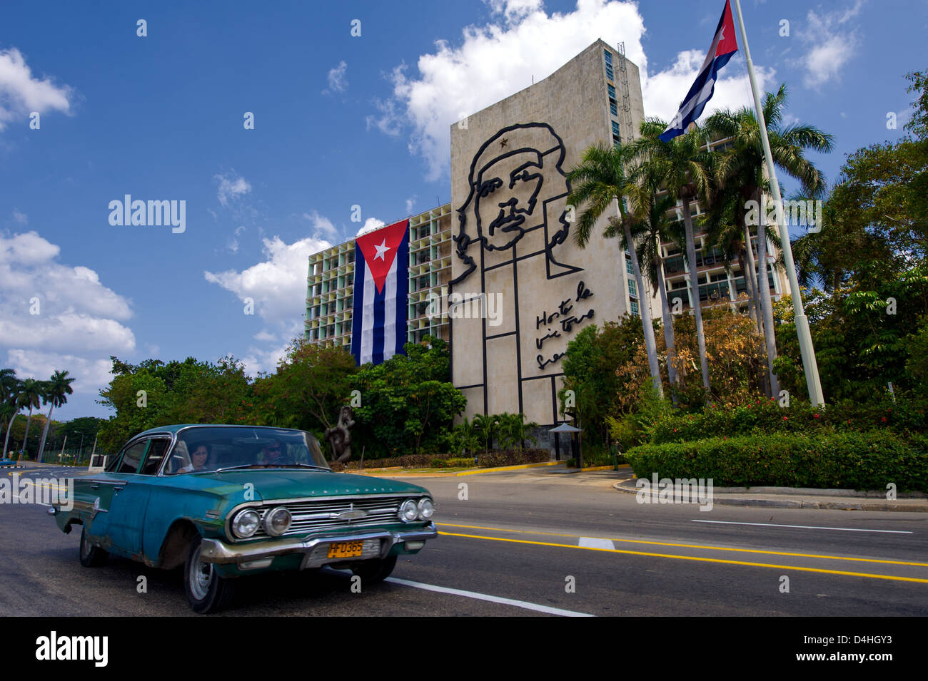 Das ikonische Wandbild von Che Guevara auf das Innenministerium, Havanna-Kuba Stockfoto