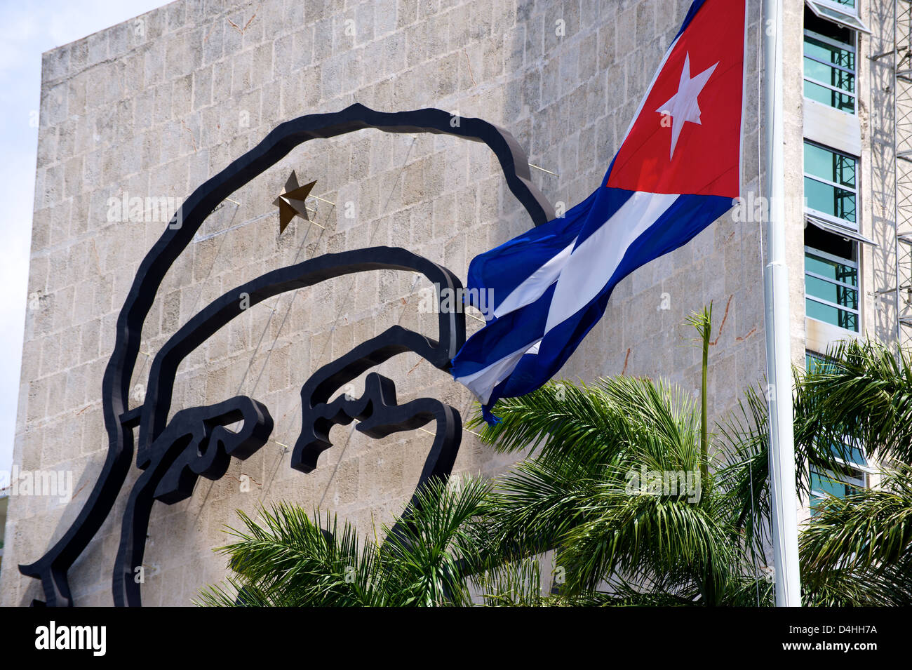 Das ikonische Wandbild von Che Guevara auf das Innenministerium, Havanna-Kuba Stockfoto