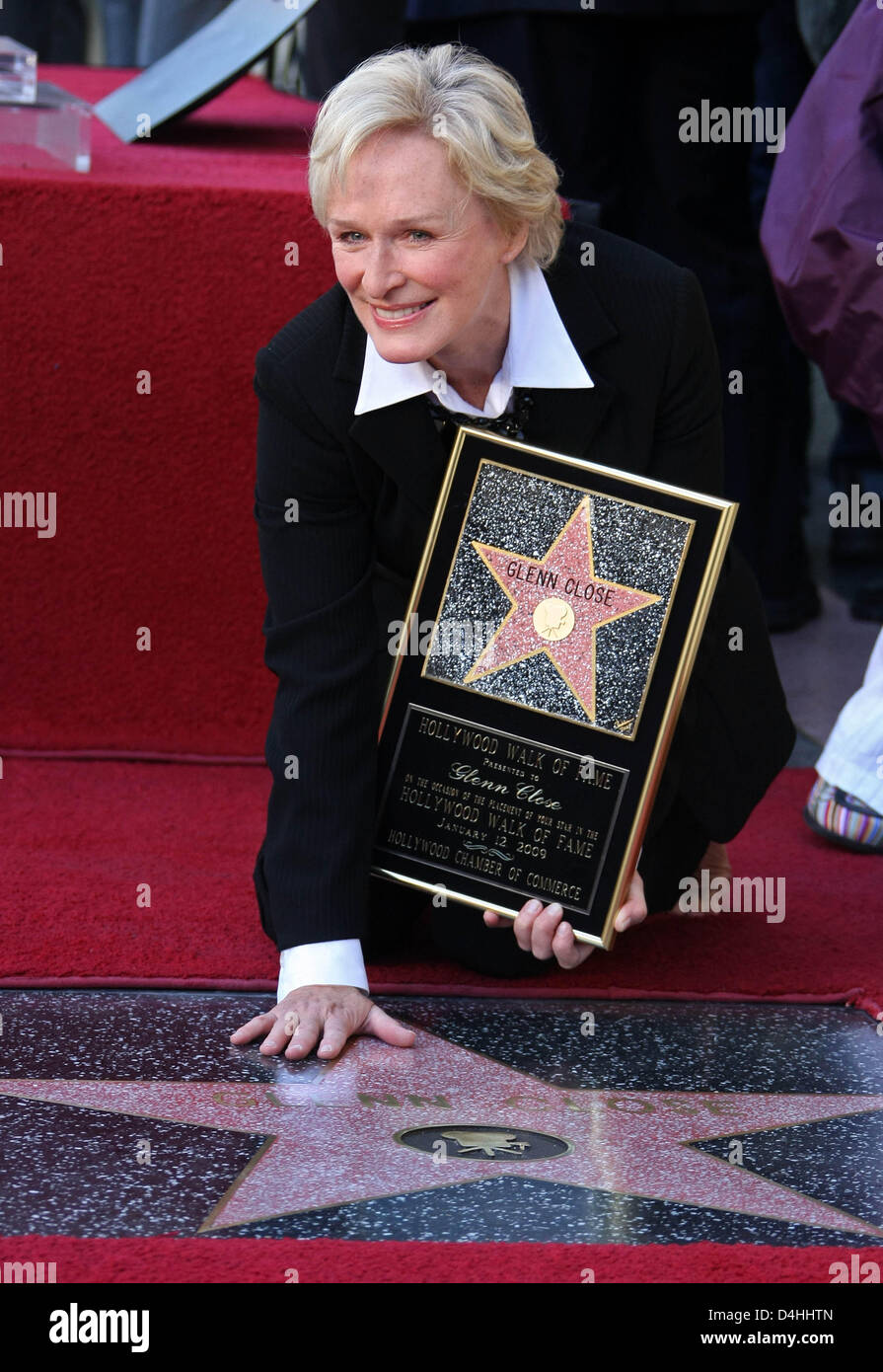 Schauspielerin Glenn Close feiert ihre neu erhaltene Stern auf dem Hollywood Walk of Fame in Los Angeles, USA, 12. Januar 2009. Foto: Hubert Boesl Stockfoto