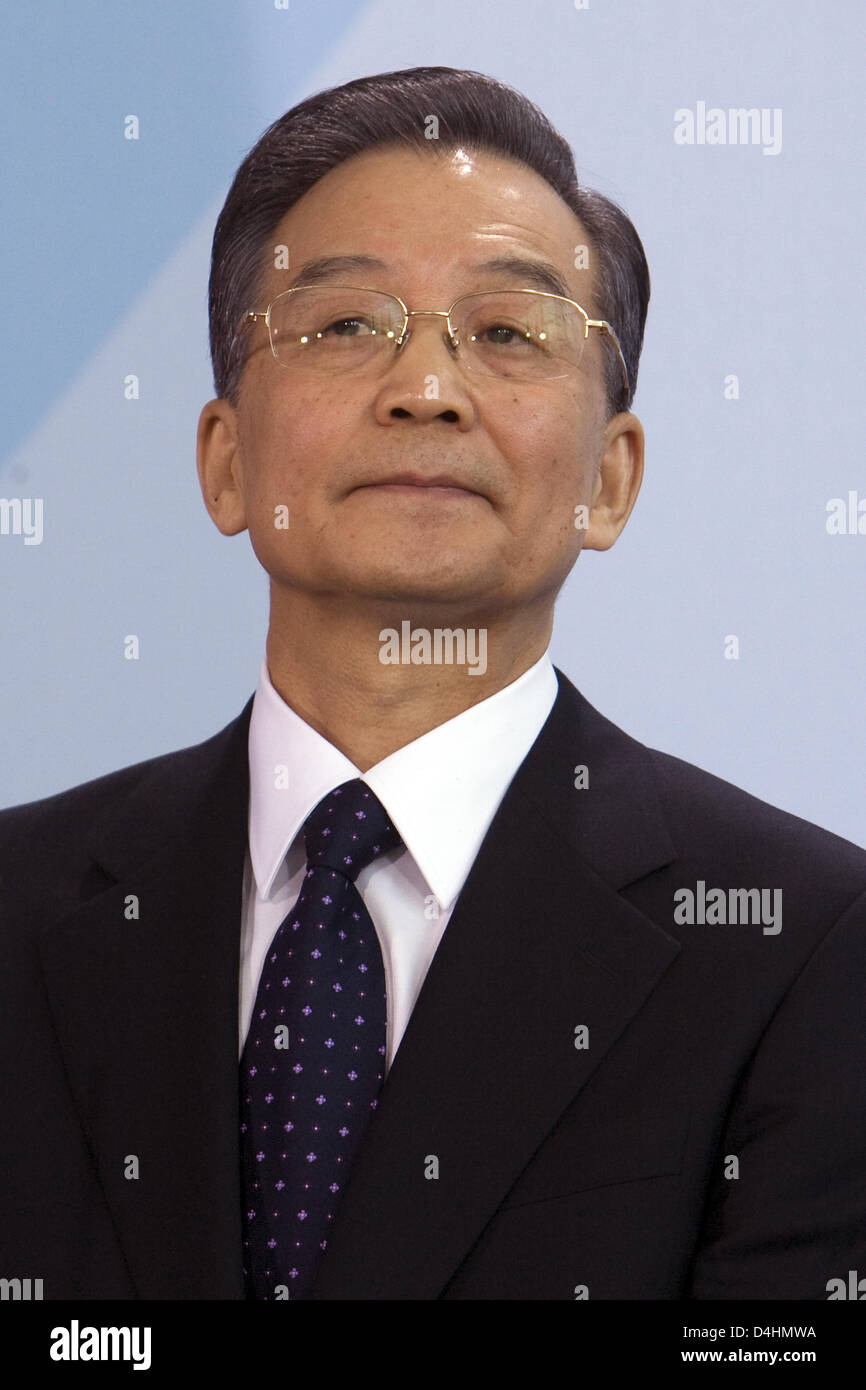 Das Bild zeigt chinesischen Ministerpräsidenten Wen Jiabao im Kanzleramt in Berlin, Deutschland, 29. Januar 2009. Foto: Arno Burgi Stockfoto