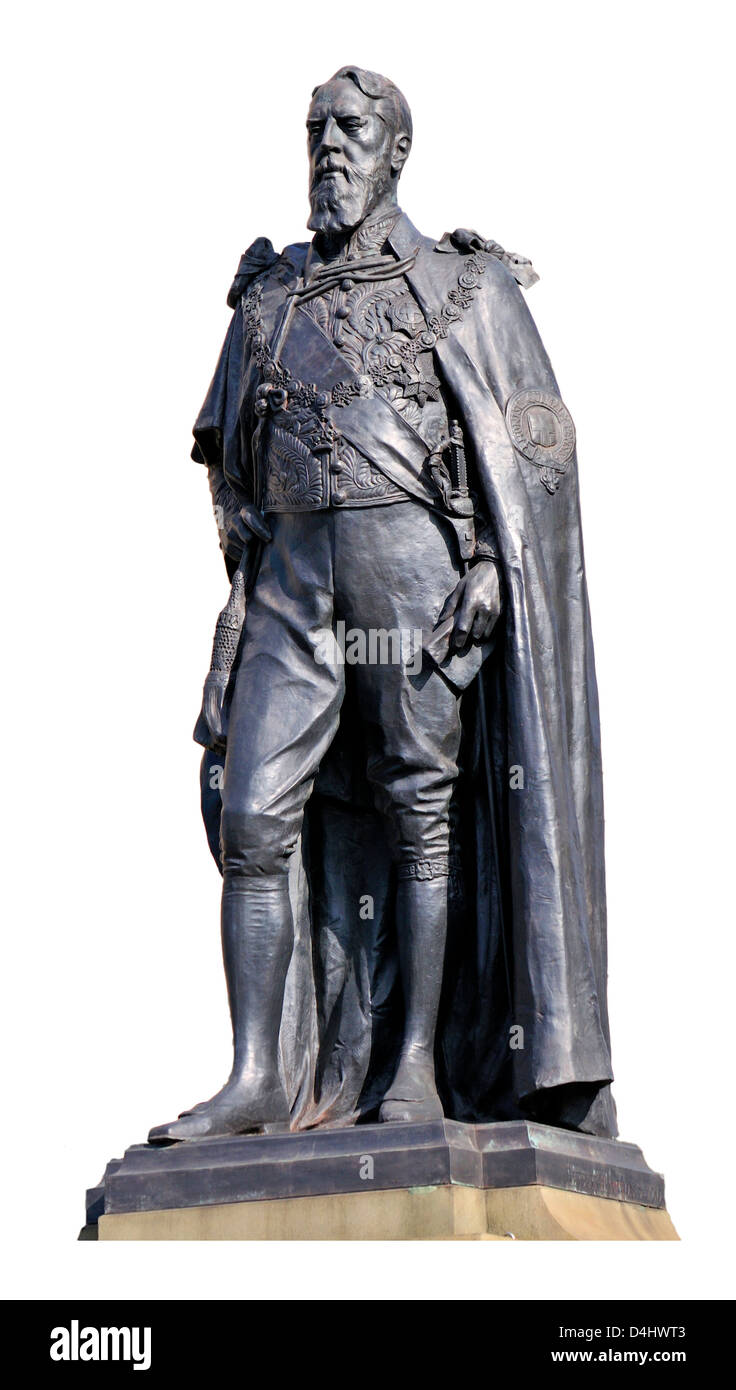 London, England, UK. Statue (von Herbert Hampton, 1911) von Spencer Compton, 8. Herzog von Devonshire (1833-1908) Horse Guards Avenue/Whitehall.... Stockfoto