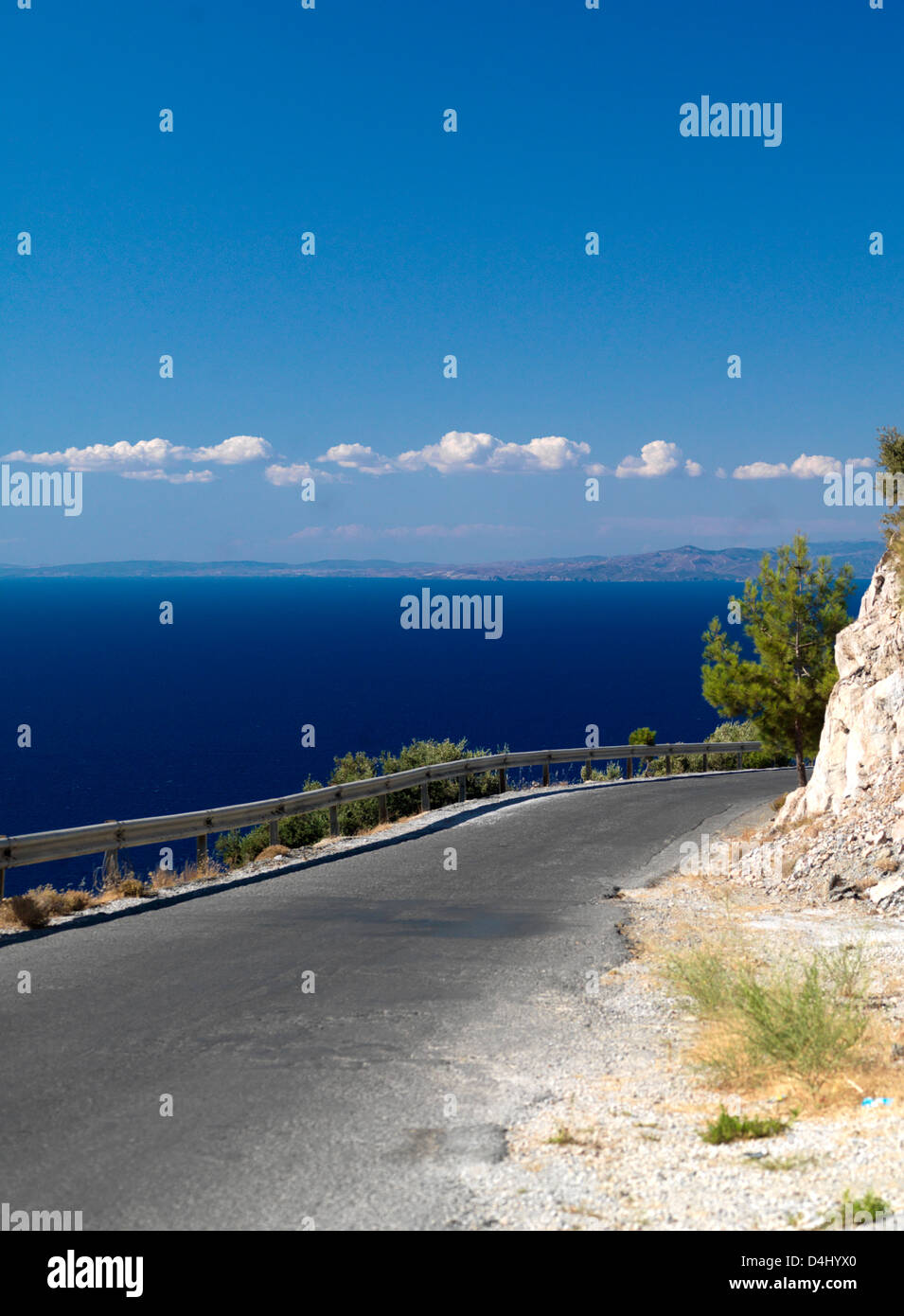 Küstenstraße Blind Bend Samos Griechenland Stockfoto