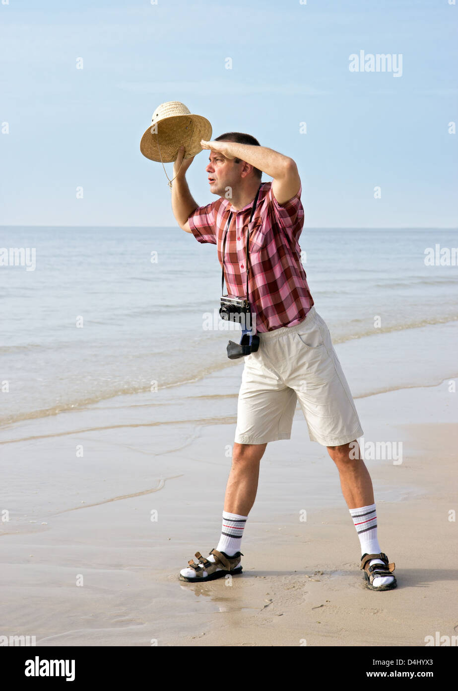 Touristen am Strand Stockfoto