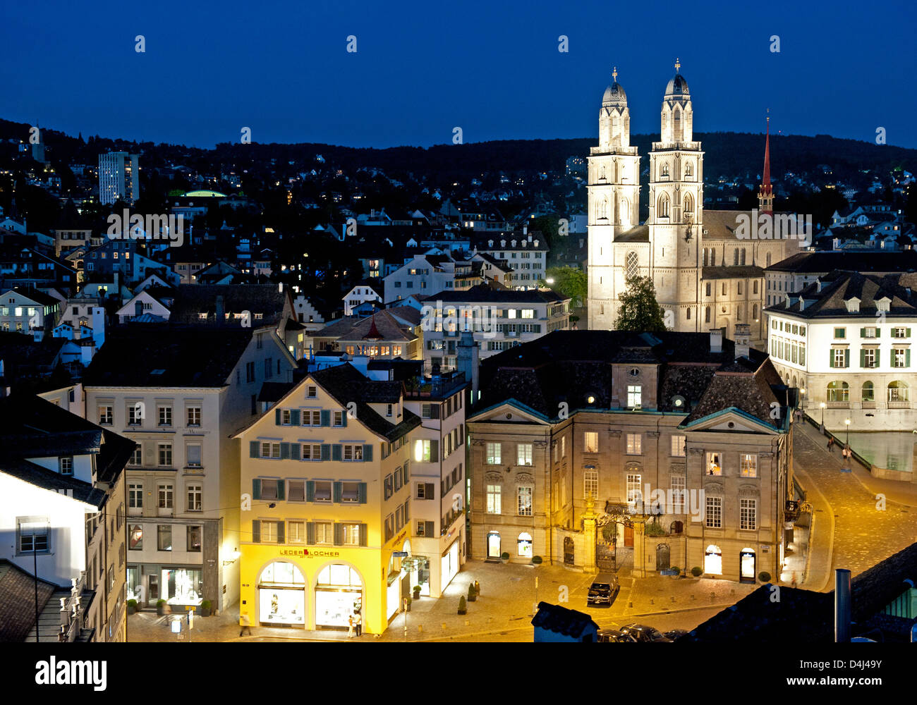 Zürich, Stadt Zürich Fakten von der Grossmuenster Stockfoto