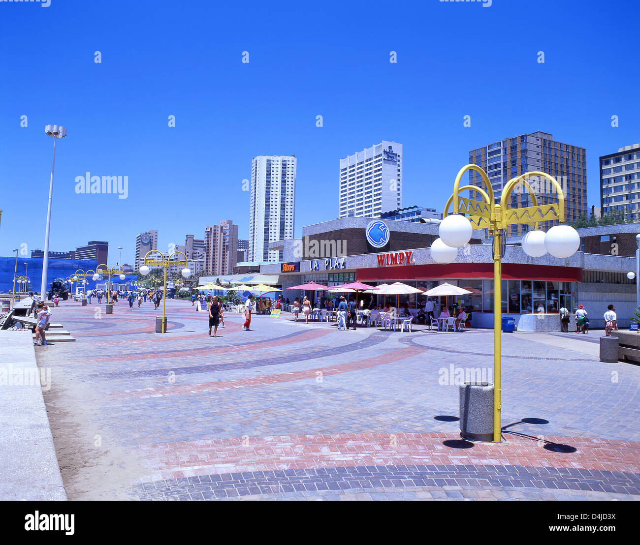 Die "The Golden Mile"-Strandpromenade, Durban, Provinz KwaZulu-Natal, Südafrika Stockfoto