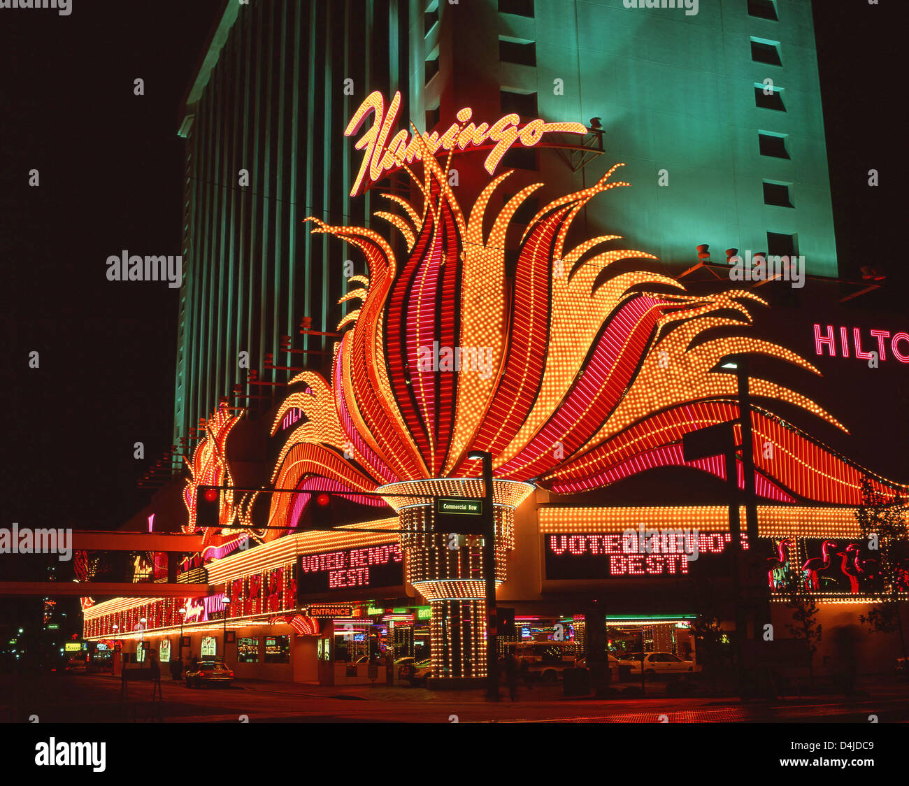 Flamingo Las Vegas Hotel & Casino nachts Las Vegas Boulevard, Las Vegas, Nevada, Vereinigte Staaten von Amerika Stockfoto