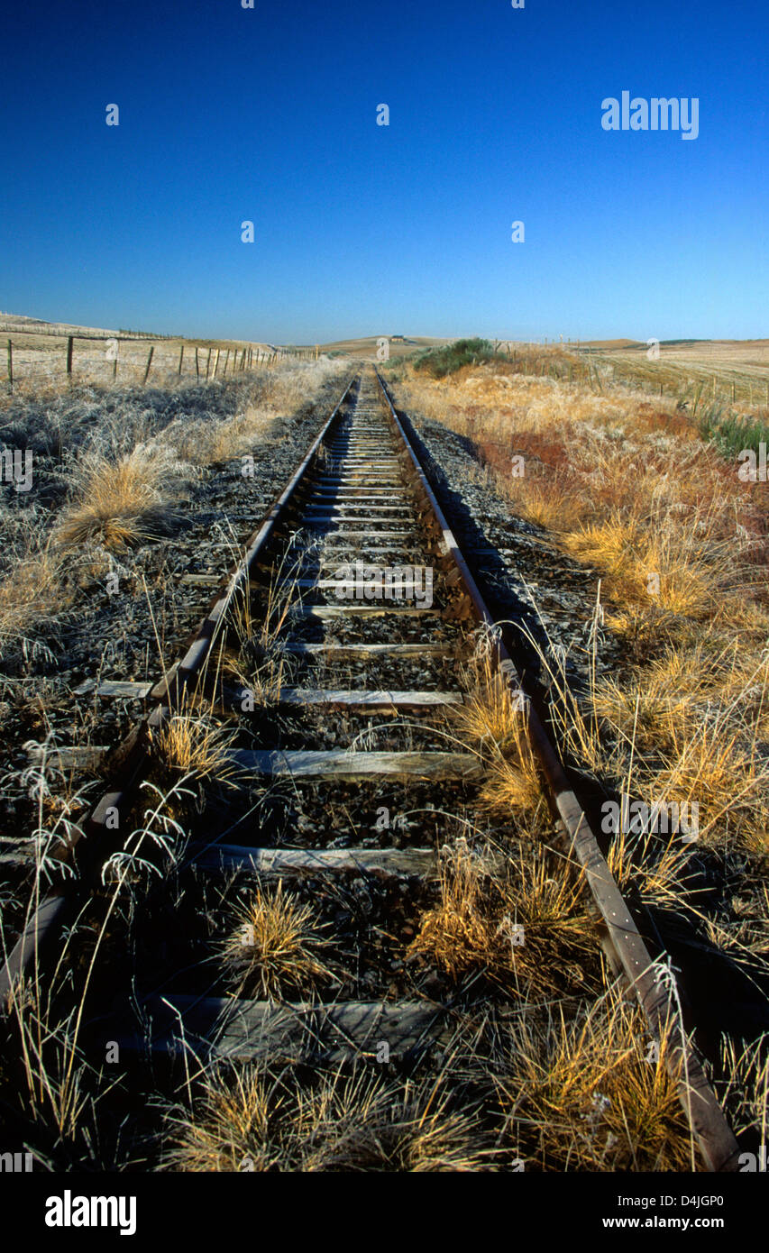 Stillgelegte Bahnstrecke Schienen in der Landschaft Stockfoto