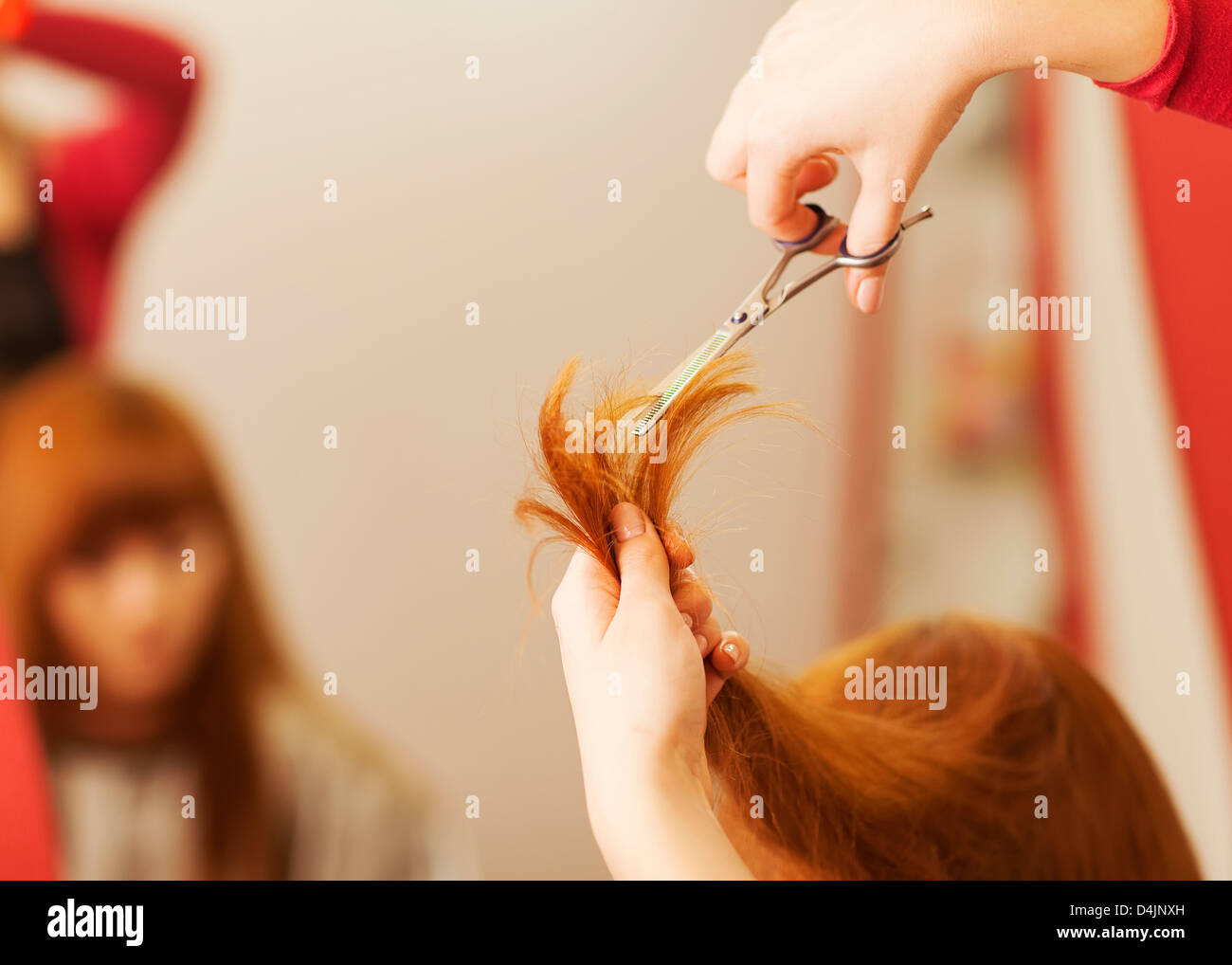 Friseur schneiden Kundenhaar im Beauty-salon Stockfoto