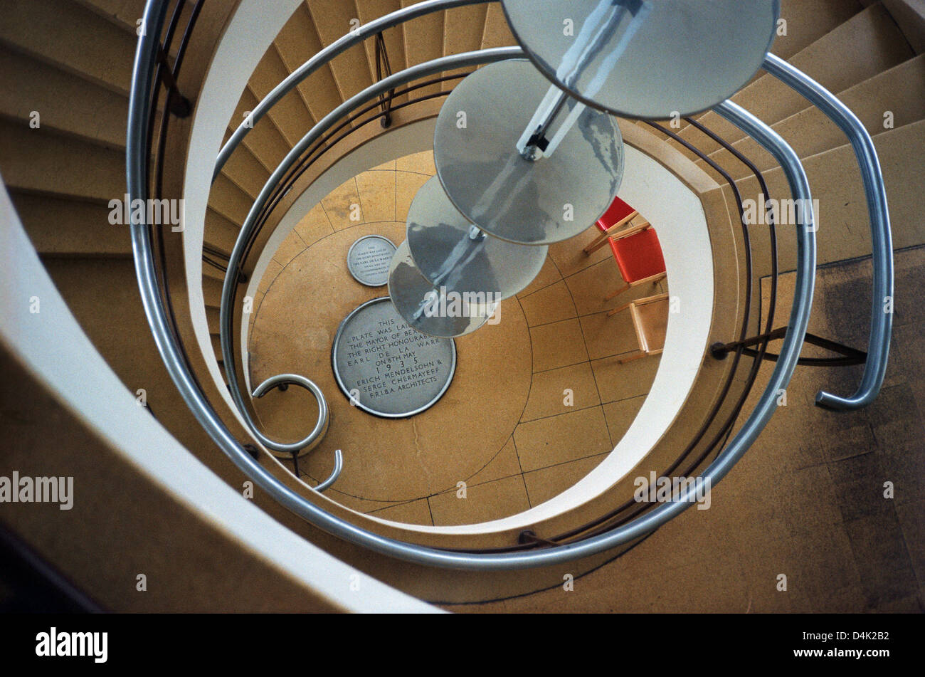 Treppenhaus, De La Warr Pavilion, Bexhill, Großbritannien Stockfoto