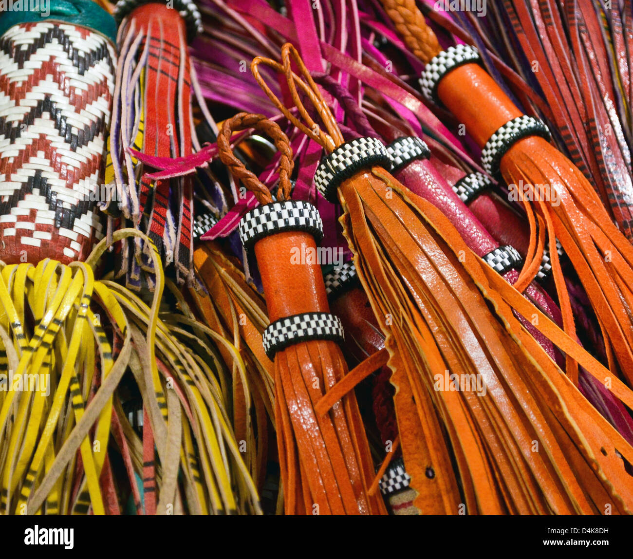 Hintergrund der afrikanischen traditionellen Lederwaren Stockfoto