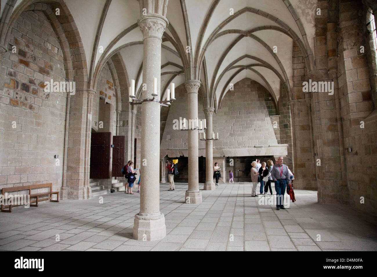 Le Mont Saint Michel Abbey Interieur, Normandie Frankreich Stockfoto