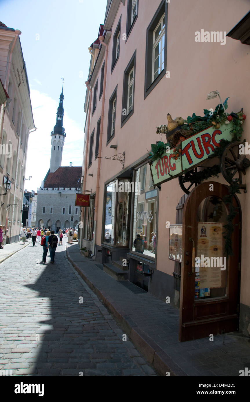 Mündi / Pühavaimu zum Rathausplatz in Tallinn Olld Stadt, Tallinn, Estland, Baltikum Stockfoto