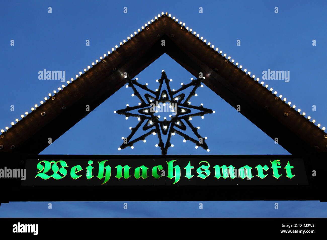 Zeichen für den Weihnachtsmarkt (Weihnachtsmarkt) in Stuttgart, Deutschland. Stockfoto