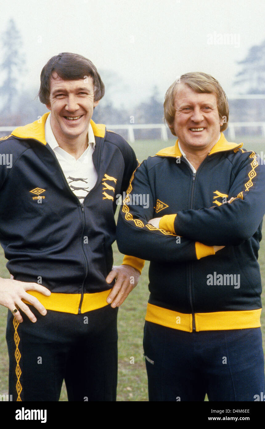 John Barnwell Manager von Wolverhampton Wanderers und Richie Barker 1980 Stockfoto