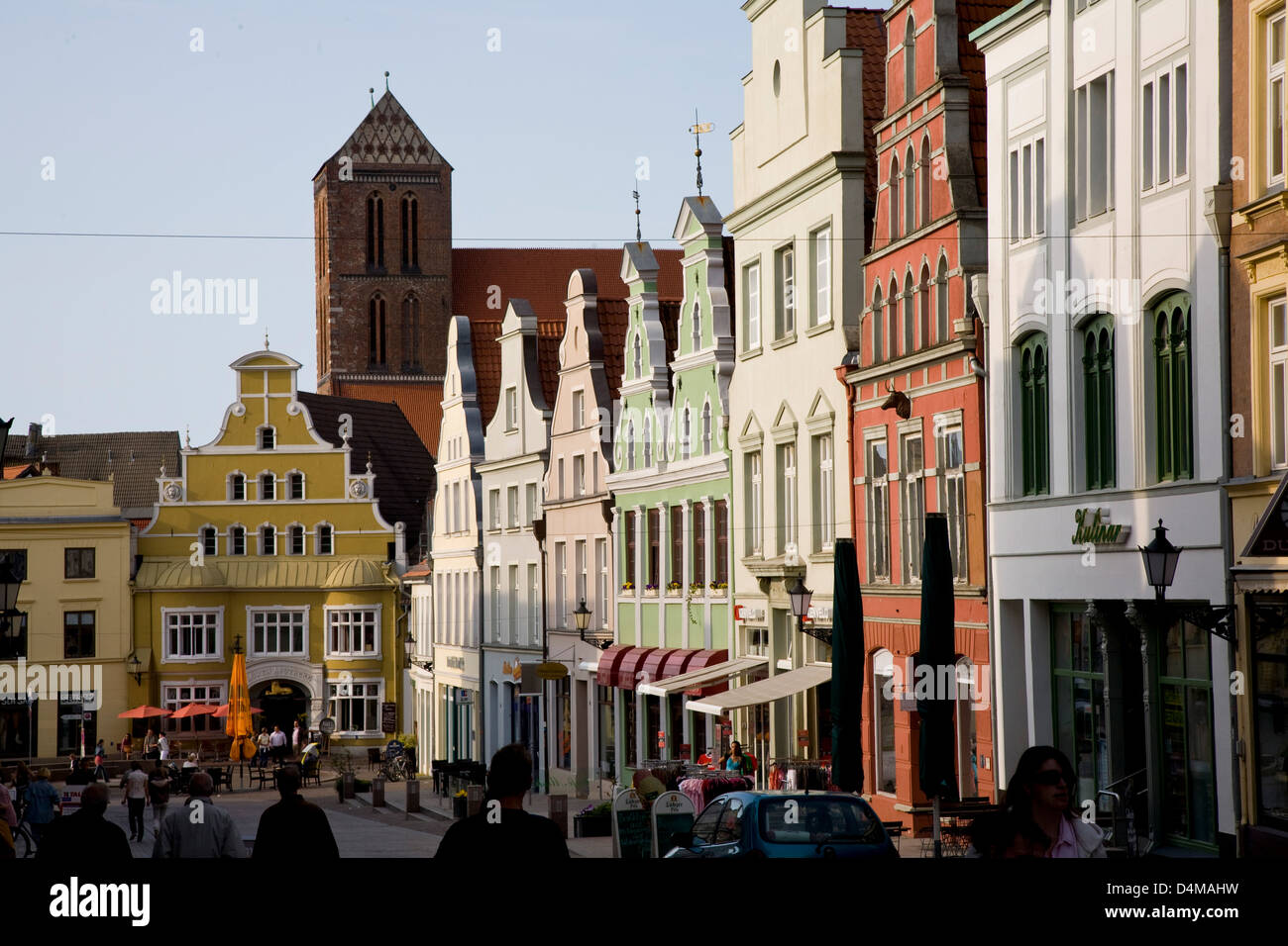 Wismar, Deutschland, Kraemer-Straße in der Altstadt von Wismar Stockfoto