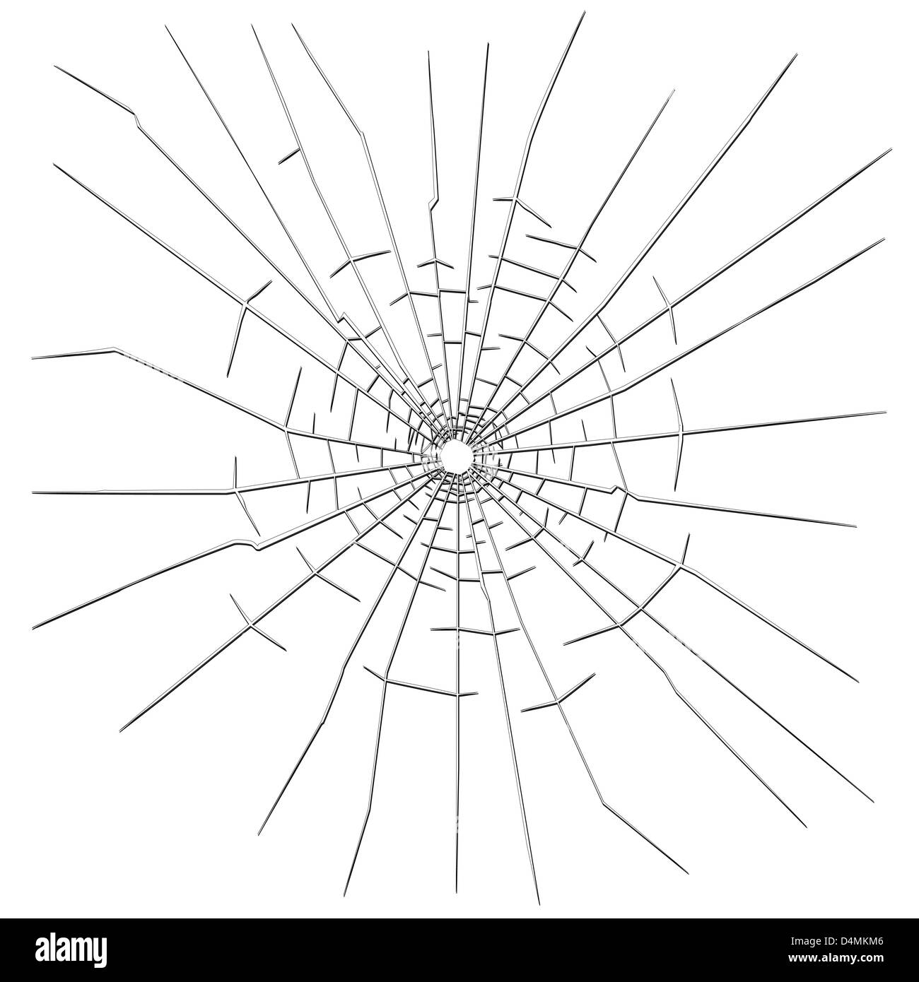 Einschussloch im Glas Stockfoto