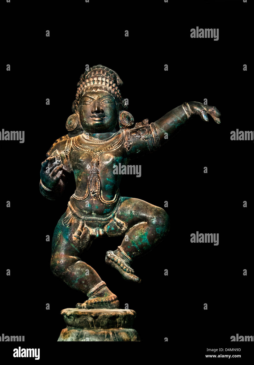 Tirugnanasambandar 15 Jahrhundert AD Nagappattin der berühmte Heilige, der gesungen hat lobt die Lord Shiva Indien Hindu Bronze-statuette Stockfoto