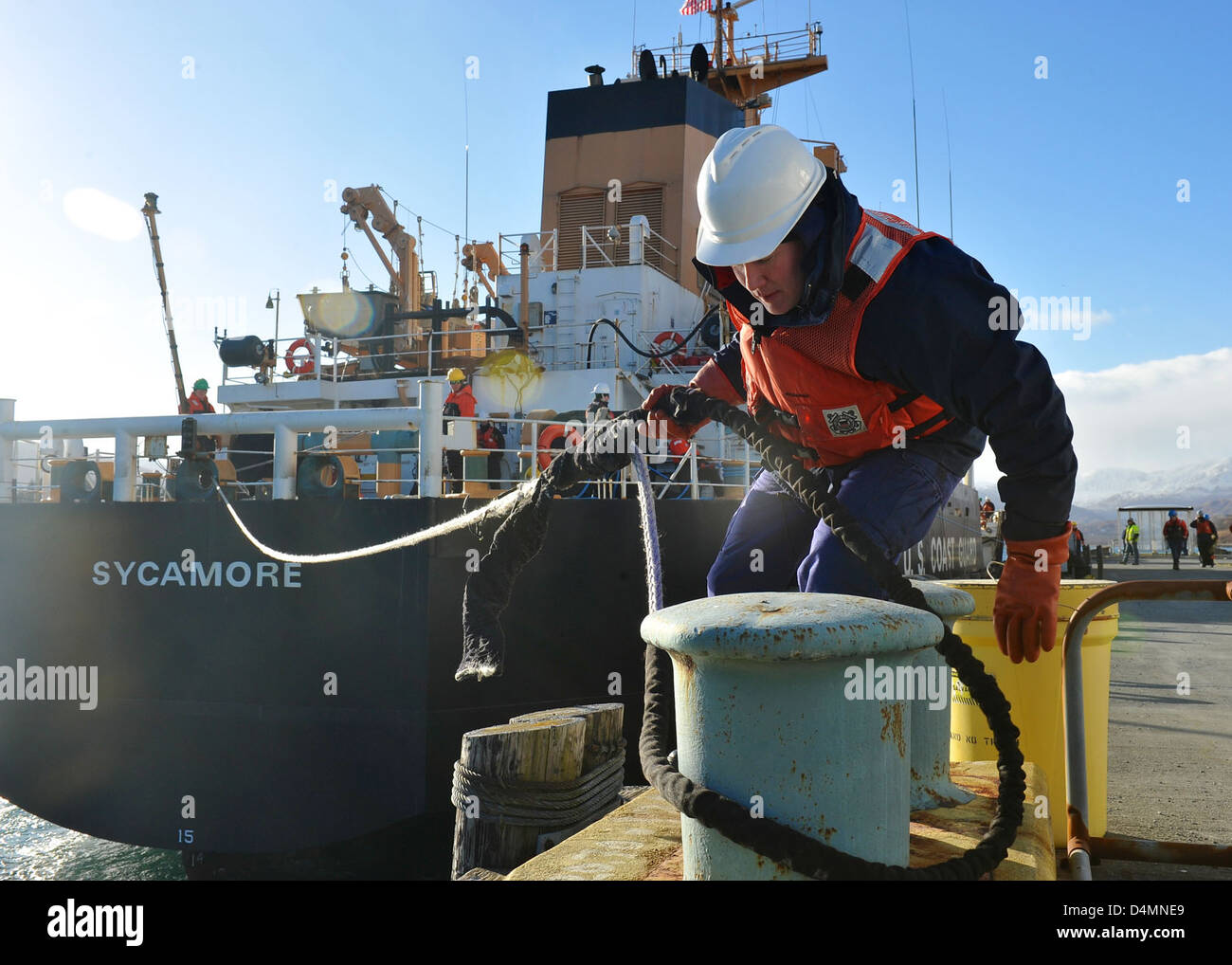 Base Kodiak Pier Frachtflüge Stockfoto