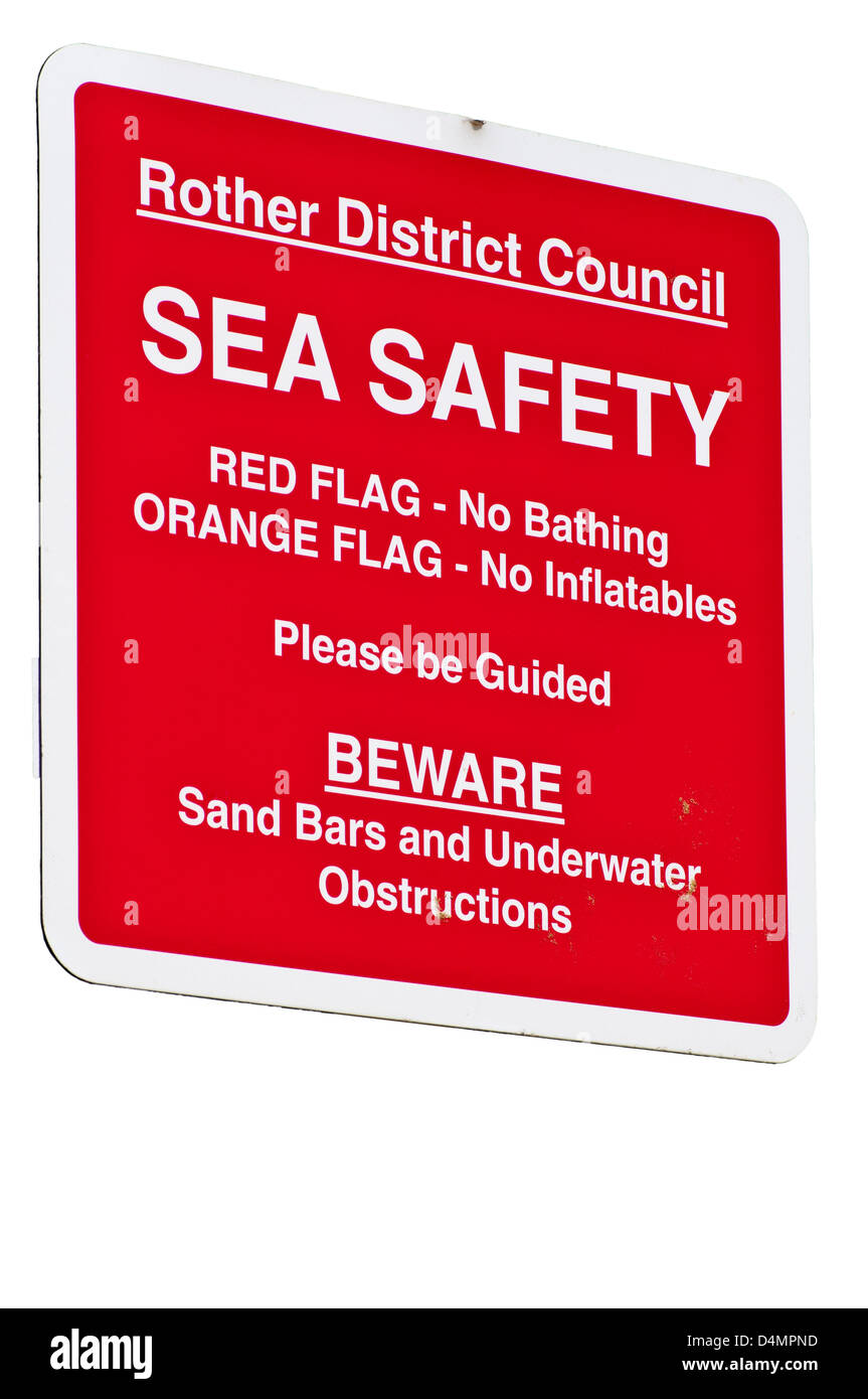 Strand-Warnung kennzeichnet Zeichen UK Stockfoto