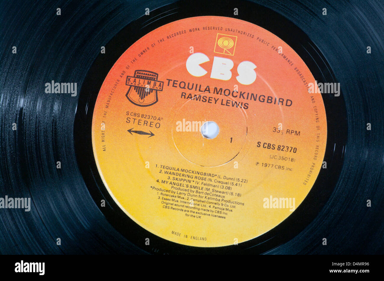 Die Plattenfirma CBS auf einer Schallplatte LP Stockfoto