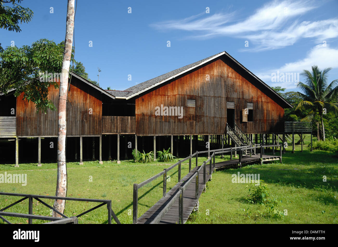 IBAN Langhaus in Sarawak Cultural Centre Kuching Sarawak Borneo Malaysia Stockfoto