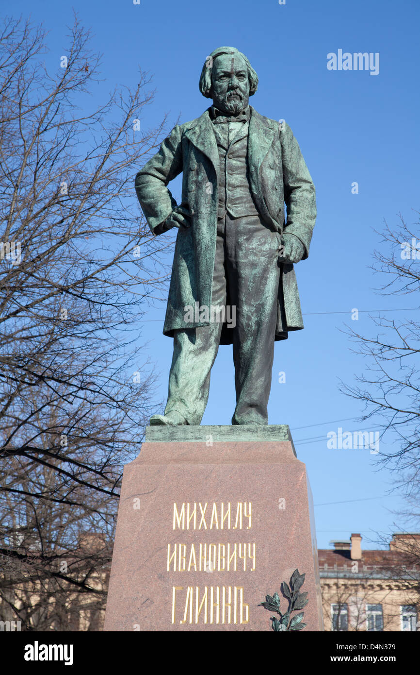 Denkmal für russische Komponist Mikhail Glinka in St. Petersburg, Russland. 3. Februar 1906 eröffnet, Bildhauer R Bach, Architekt A Bach Stockfoto