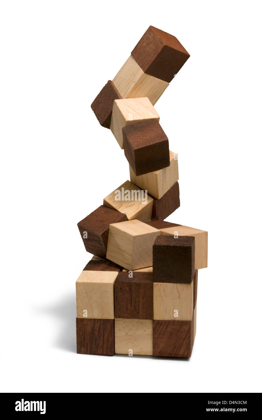 Studio-Fotografie von 3D Holzpuzzle in weißem Rücken Stockfoto