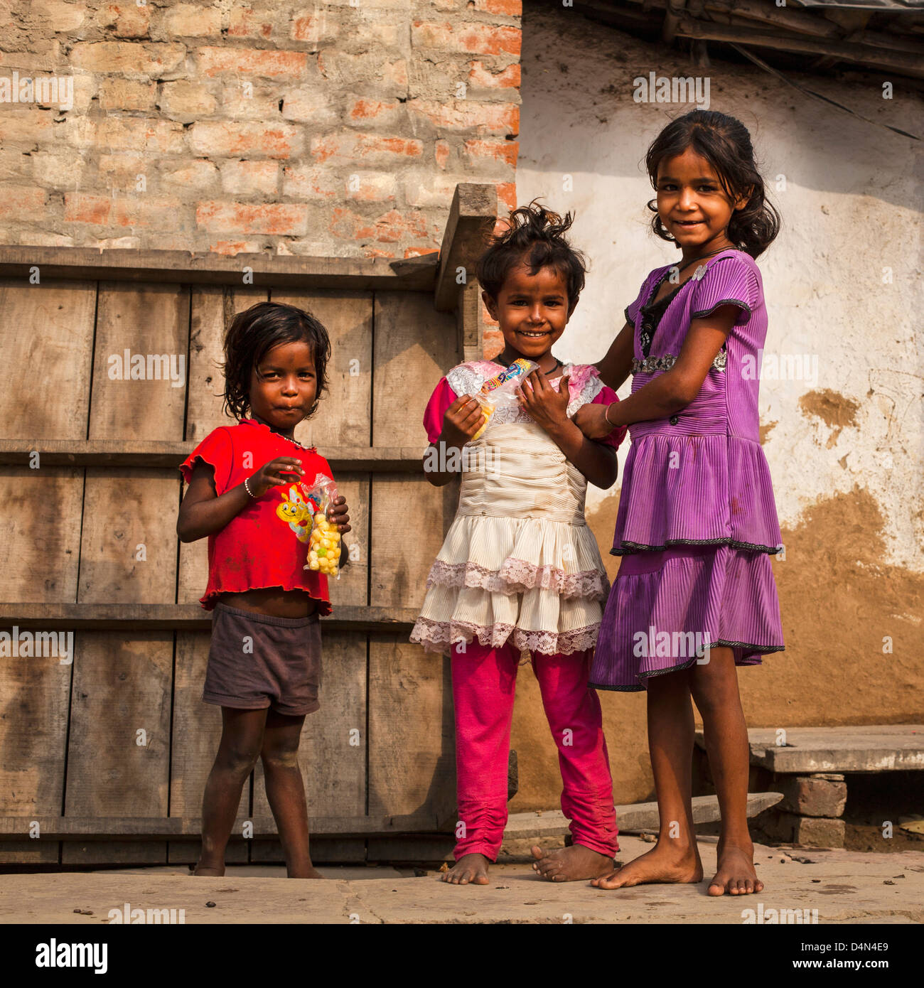 Gruppe von indischen Kindern, Varanasi, Indien Stockfoto