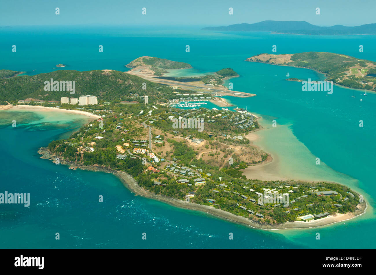 Luftaufnahmen von Hamilton Island, Whitsundays, Queensland, Australien Stockfoto