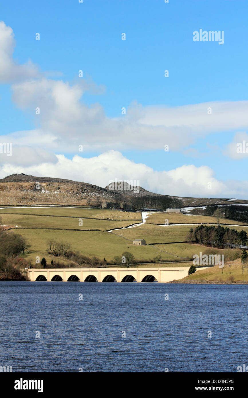 Ladybower Vorratsbehälter High Peak Derbyshire Ashopton Viadukt Stockfoto