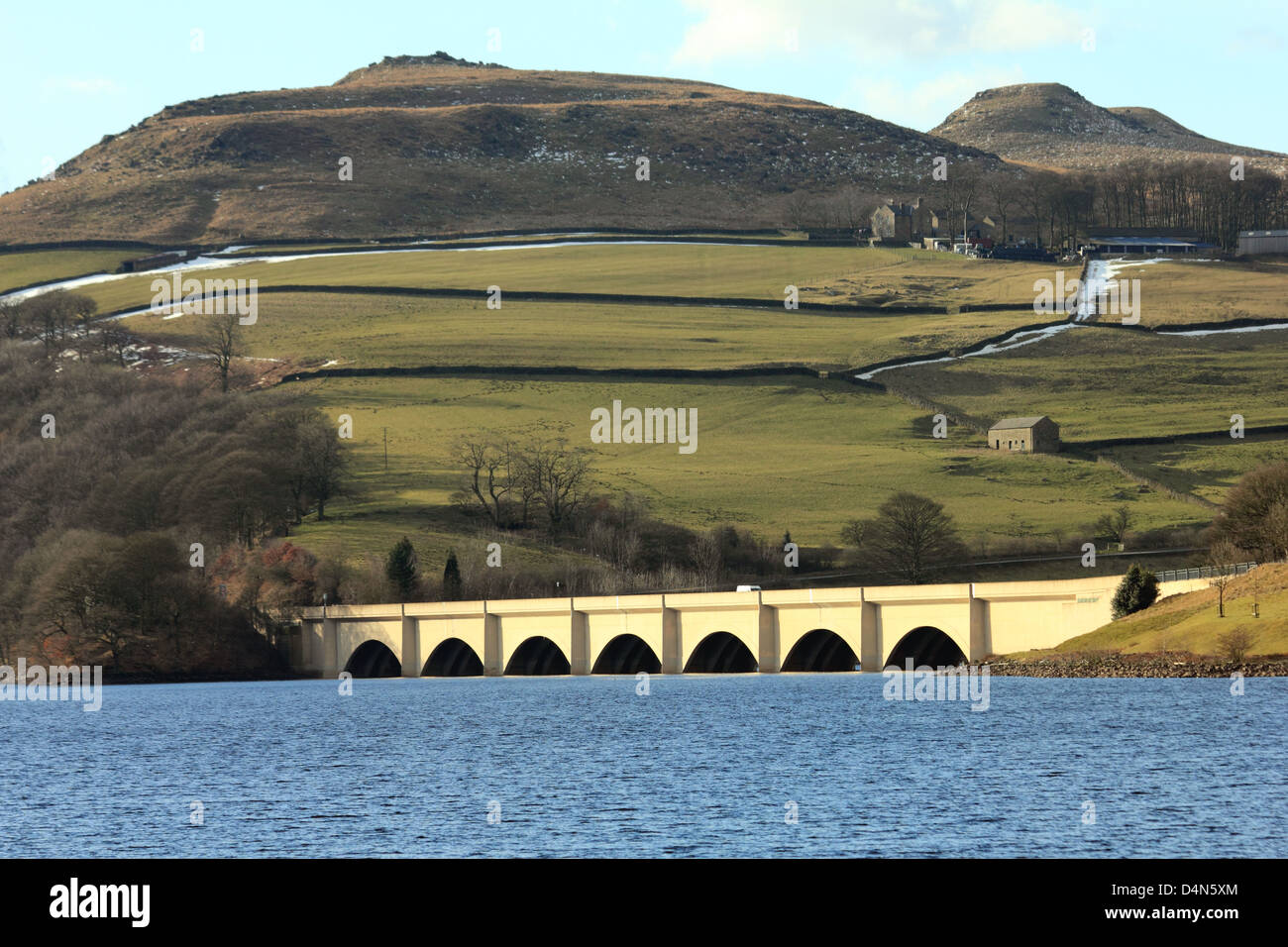 Ladybower Vorratsbehälter High Peak Derbyshire Ashopton Viadukt Stockfoto