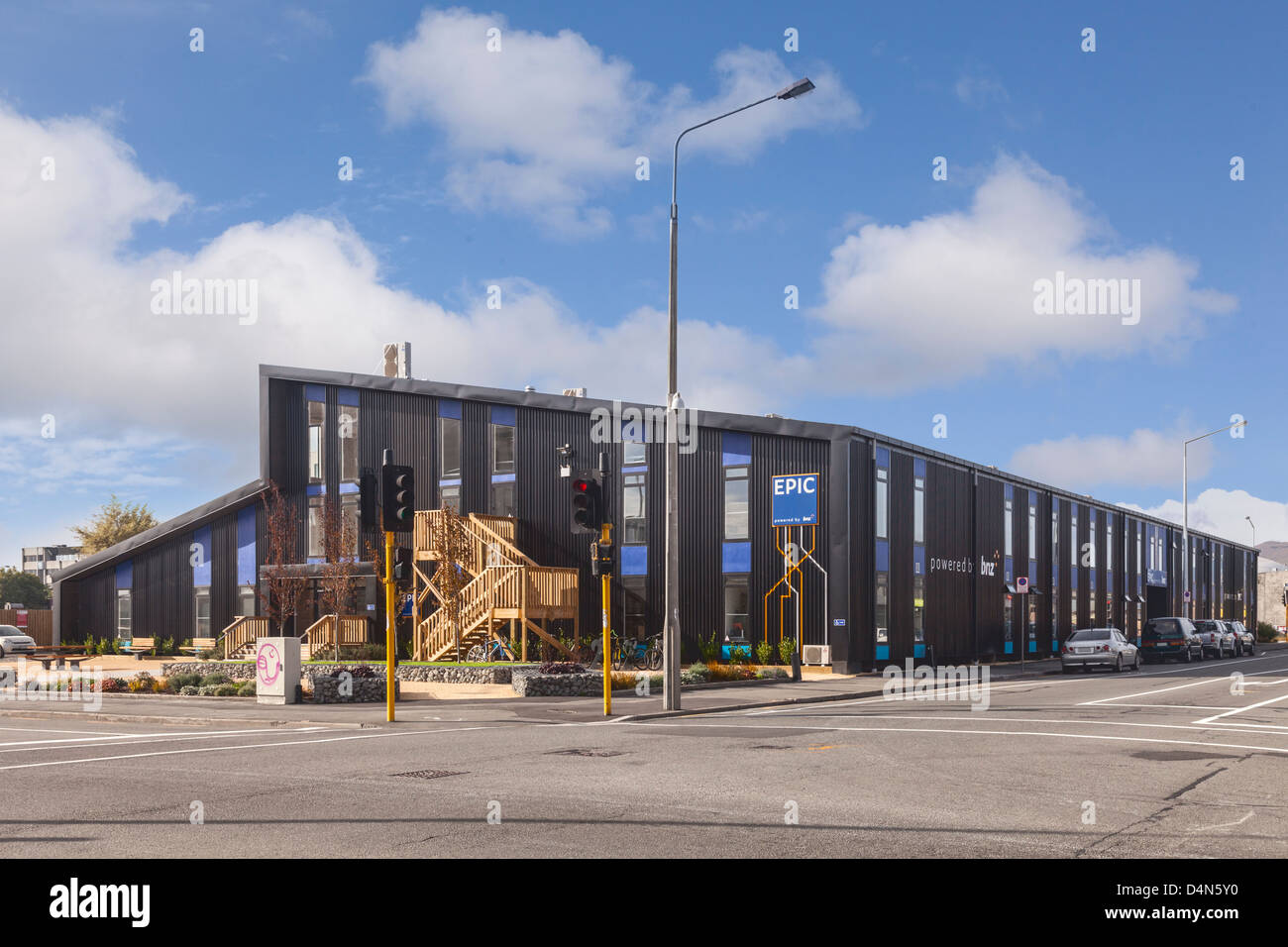 Das epische Sanctuary-Gebäude ist ein Brutkasten für Hightech-Start-up-Unternehmen in Christchurch, Neuseeland. Stockfoto