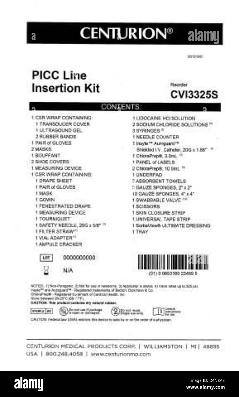 American Regent hat Convenience Kits mit bakteriostatischer Natriumchloridlösung zurückgerufen, um potenzielle Verunreinigungen zu beanstanden. Betroffene Kits sollten zur Erstattung an den Hersteller zurückgesendet werden. Stockfoto