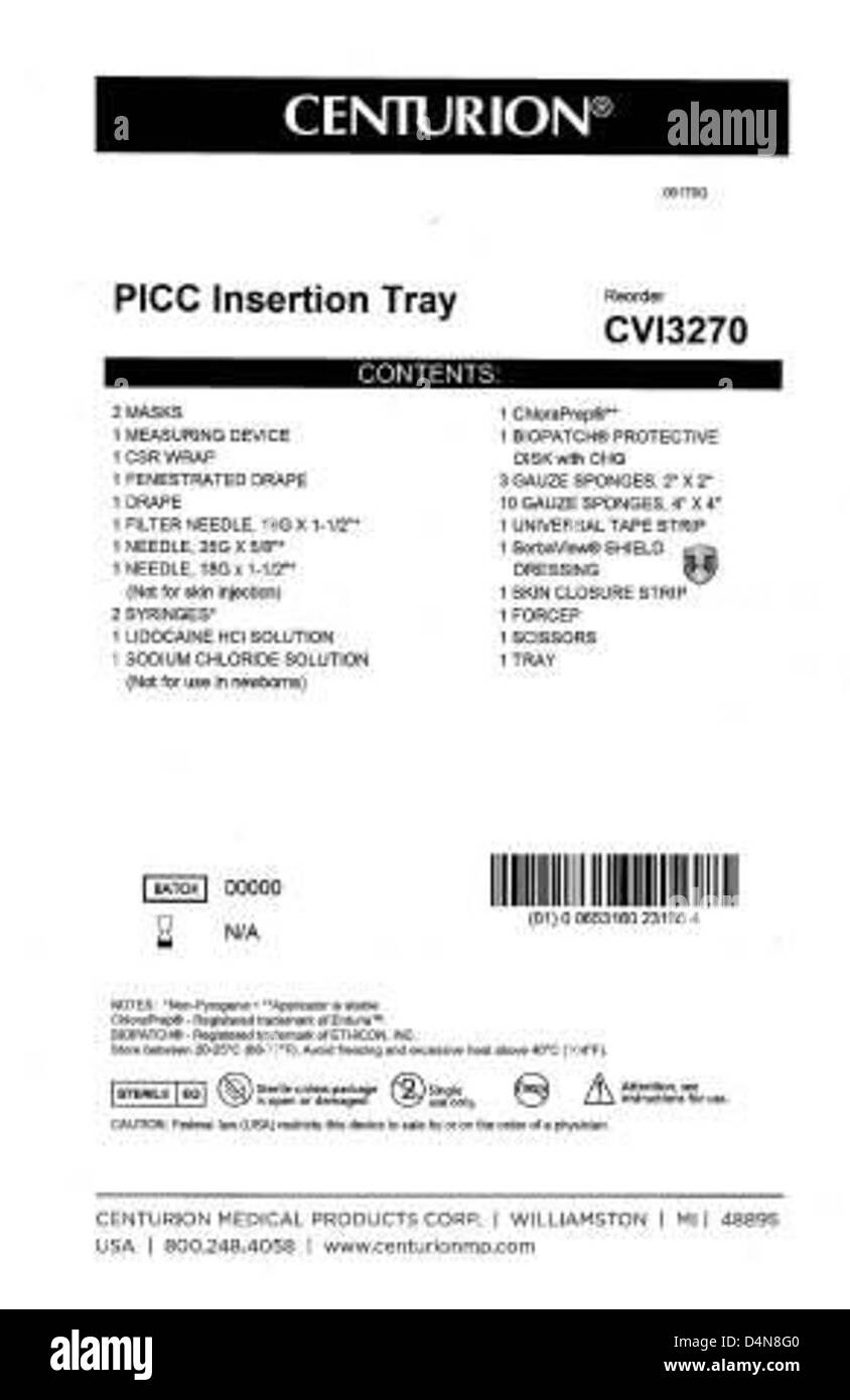 American Regent hat aufgrund potenzieller Sicherheitsbedenken Convenience Kits mit bakteriostatischer Natriumchloridlösung zurückgerufen. Die Verbraucher sollten die Kits an den Hersteller zurücksenden. Stockfoto