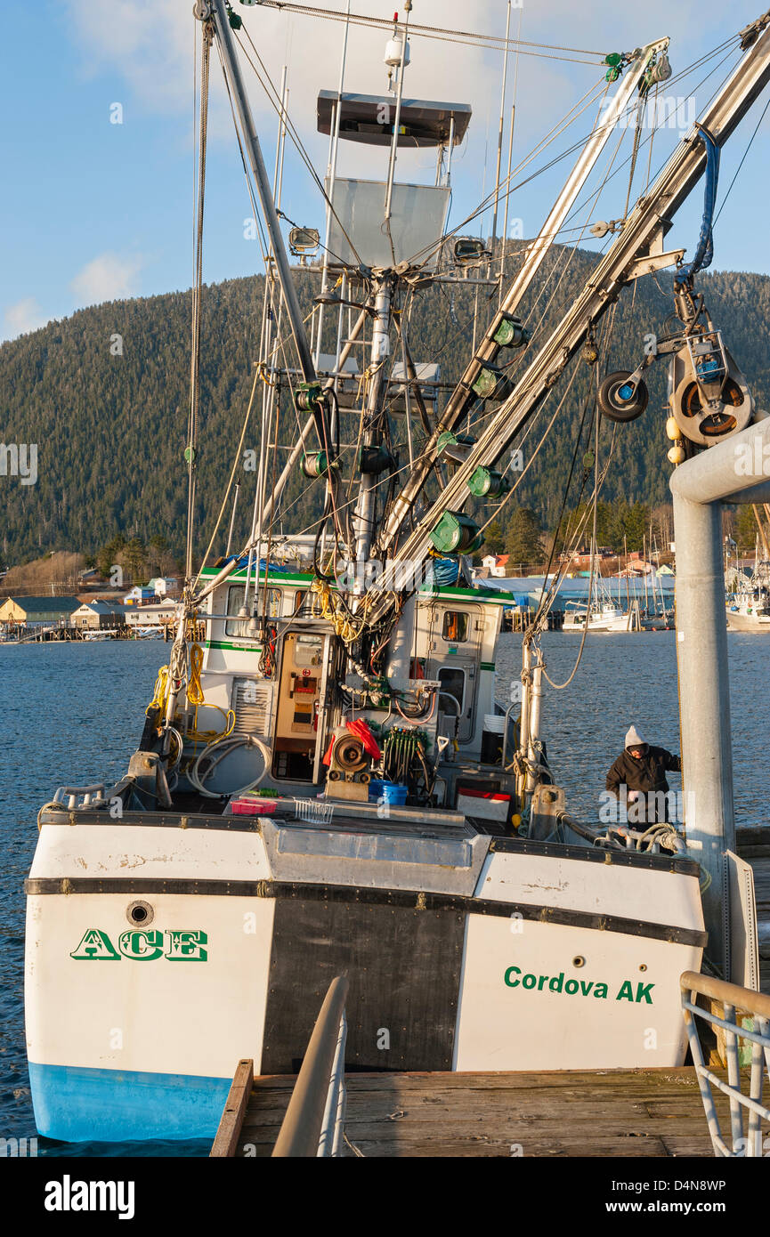 Sitka, Alaska anzeigen 16. März 2013 von der Stern und Ausrüstung auf eine Sac Roe Hering Handtasche Seiner. Stockfoto