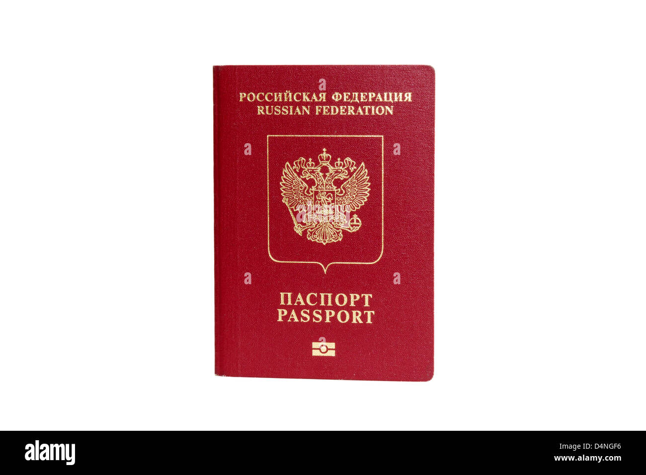 Russischen ausländischen Pass, isoliert auf weiss mit Beschneidungspfad Stockfoto